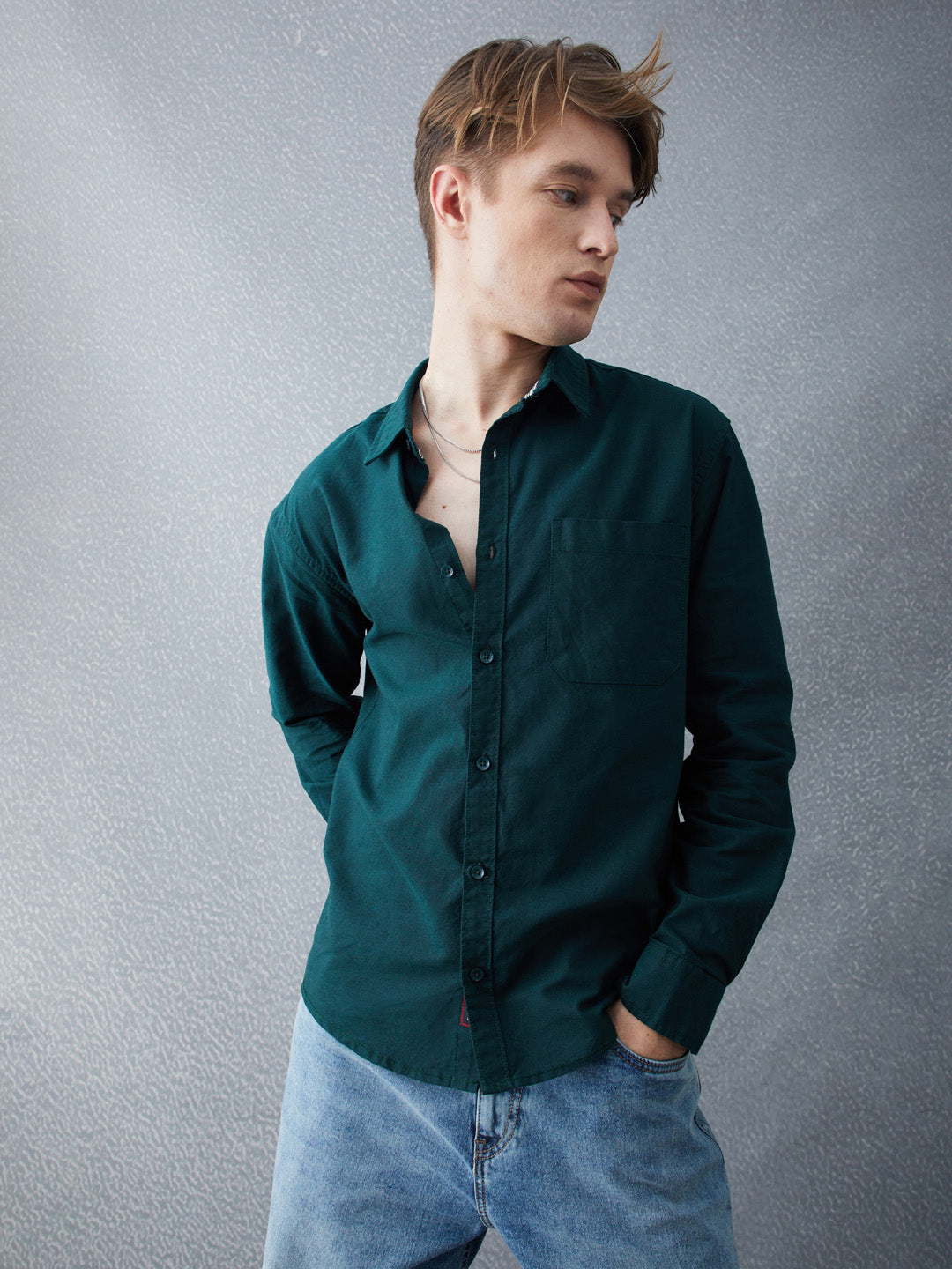 Voltedge Men Solid Cotton Relaxed Fit Full Sleave Shirt