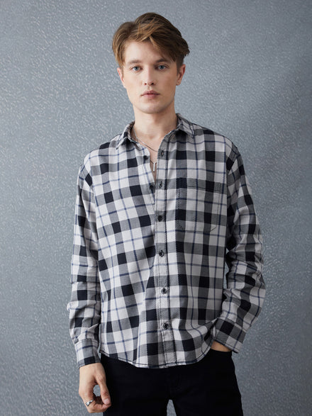 Voltedge Men Checked Cotton Relaxed Fit Full Sleave Shirt