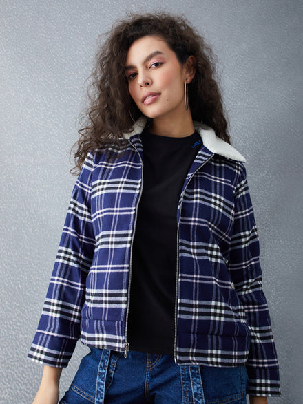 Voltedge Women Checked Cotton Regular Fit Full Sleave jacket