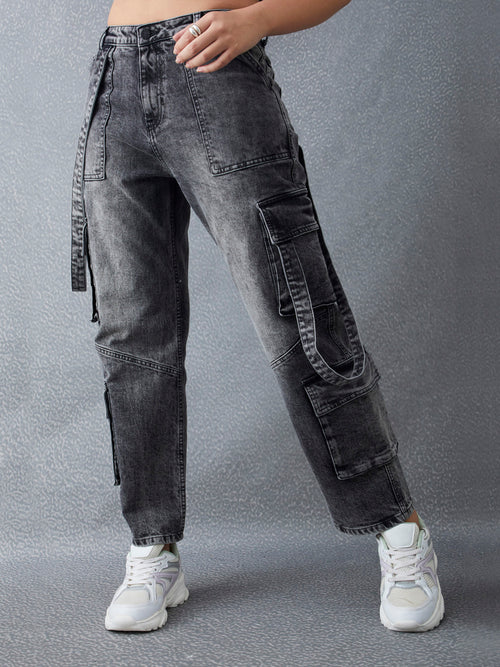 Voltedge Women Solid Cotton 90s Baggy Fit  Jeans