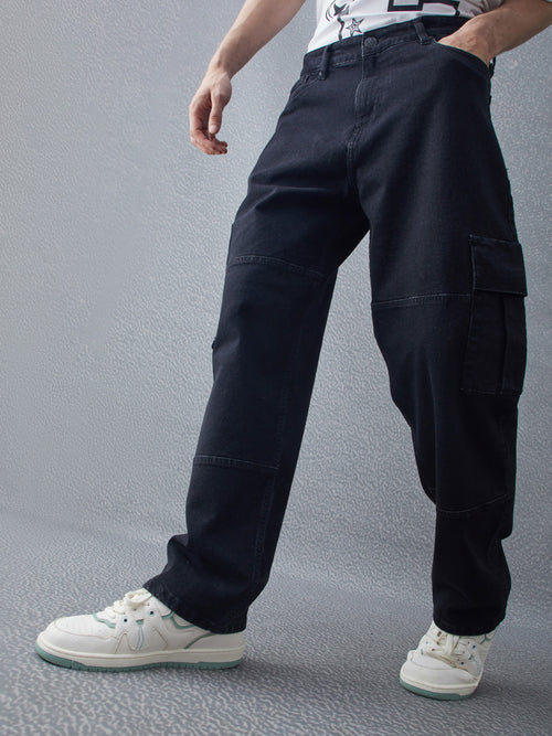 Voltedge Men Solid Cotton Wide Leg  Jeans