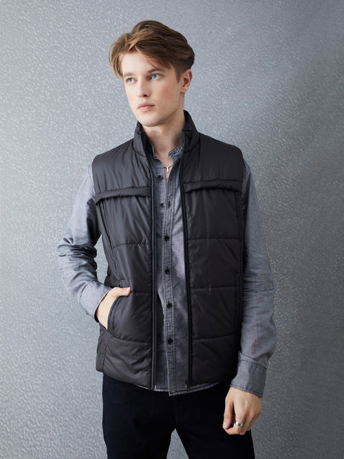 Voltedge Men Solid Cotton Relaxed Fit Sleeveless Jacket