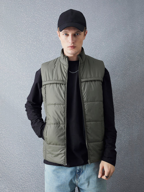 Voltedge Men Solid Cotton Relaxed Fit Sleeveless Jacket