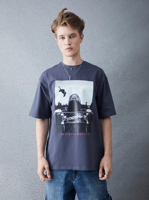 Voltedge Men Graphics Cotton Oversize Half Sleev T-Shirt