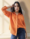 Women Oversize Orange Cotton Casual shirt