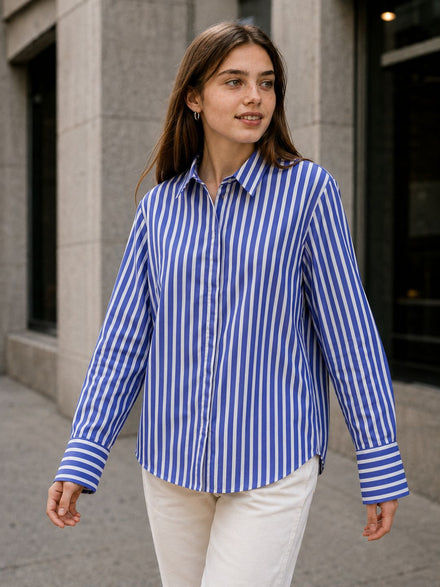Voltedge Women Premium Cotton Striped Relaxed Fit Casual Shirt