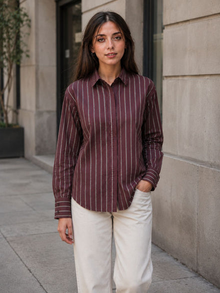 Voltedge Women Premium Cotton Striped Relaxed Fit Casual Shirt