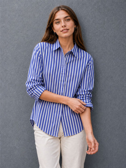 Voltedge Women Premium Cotton Striped Relaxed Fit Casual Shirt