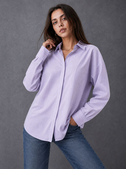 Voltedge Women Premium Cotton Striped Relaxed Fit Casual Shirt