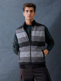 Men Regular Fit Black Grey Reversible Sleeveless Jacket