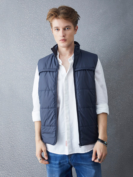 Voltedge Men Solid Cotton Relaxed Fit Sleeveless Jacket