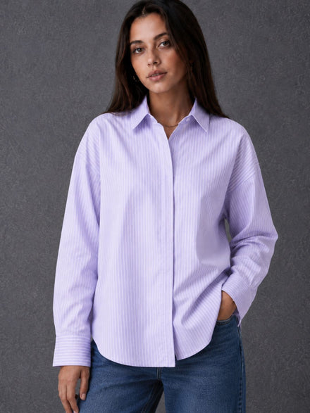 Voltedge Women Premium Cotton Striped Relaxed Fit Casual Shirt