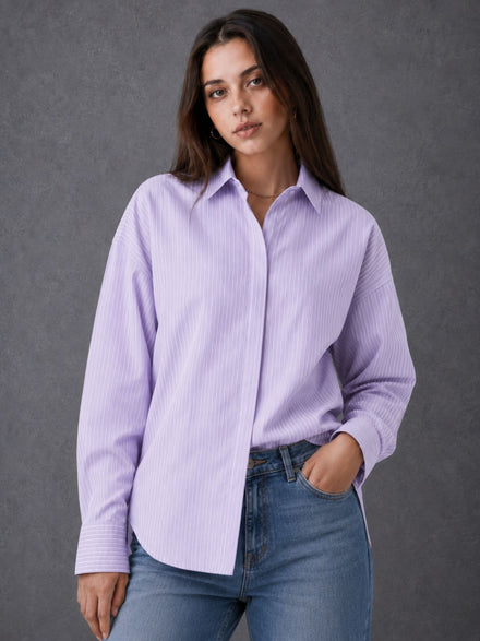 Voltedge Women Premium Cotton Striped Relaxed Fit Casual Shirt