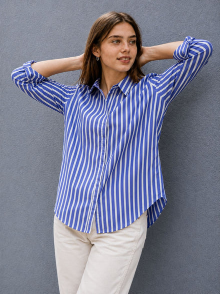 Voltedge Women Premium Cotton Striped Relaxed Fit Casual Shirt