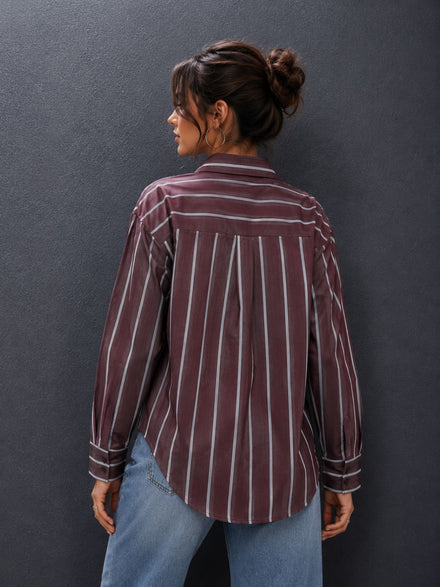Voltedge Women Premium Cotton Striped Relaxed Fit Casual Shirt