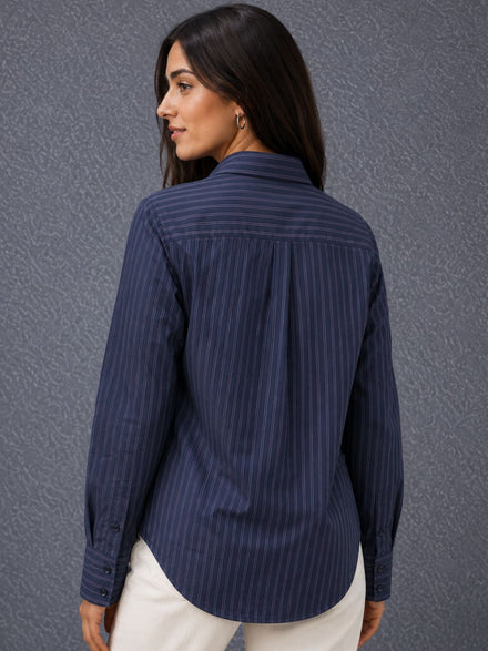 Voltedge Women Premium Cotton Striped Relaxed Fit Casual Shirt