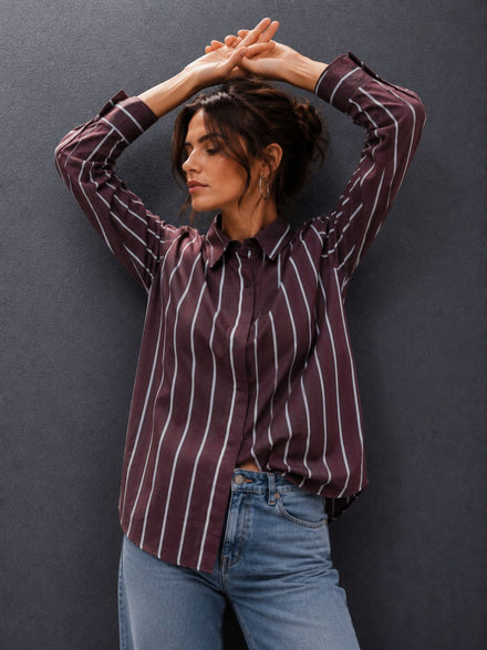 Voltedge Women Premium Cotton Striped Relaxed Fit Casual Shirt