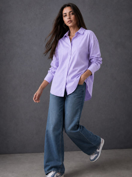 Voltedge Women Premium Cotton Striped Relaxed Fit Casual Shirt