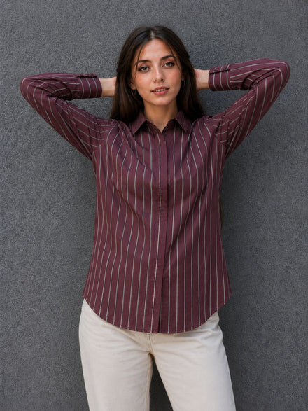 Voltedge Women Premium Cotton Striped Relaxed Fit Casual Shirt