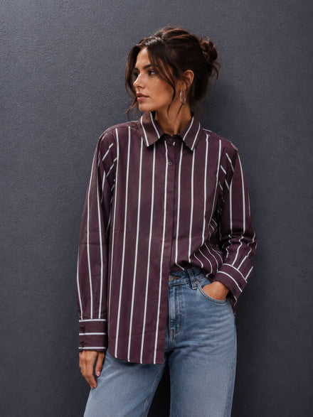 Voltedge Women Premium Cotton Striped Relaxed Fit Casual Shirt