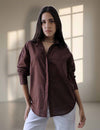 Women Oversize Choco Brown Cotton Casual shirt