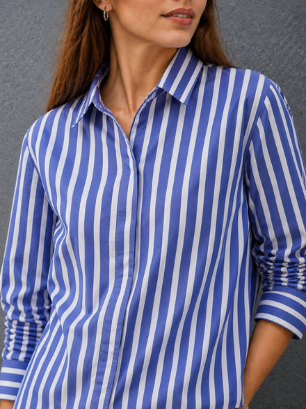 Voltedge Women Premium Cotton Striped Relaxed Fit Casual Shirt