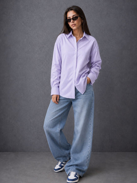 Voltedge Women Premium Cotton Striped Relaxed Fit Casual Shirt