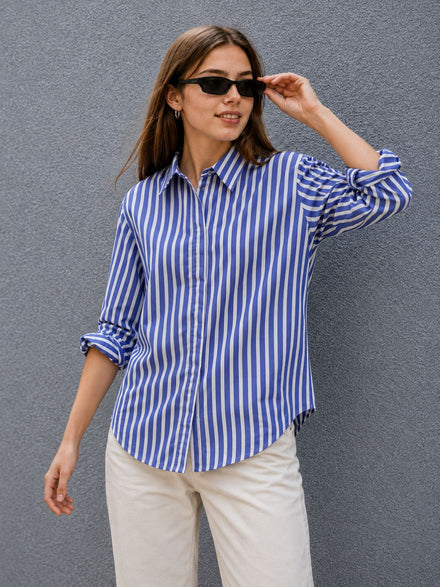 Voltedge Women Premium Cotton Striped Relaxed Fit Casual Shirt