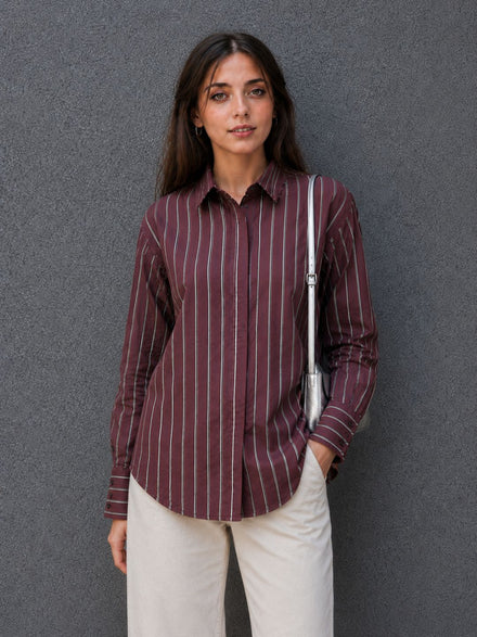 Voltedge Women Premium Cotton Striped Relaxed Fit Casual Shirt
