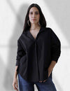 Women Oversize Solid Black Cotton Casual shirt