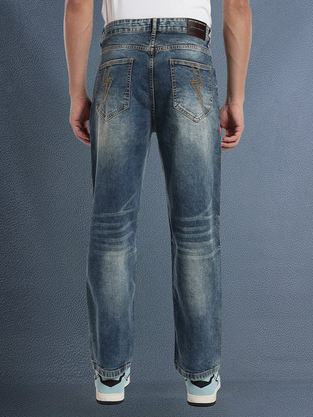Voltedge Men Premium High Stretch Straight Fit Dark Indigo Cotton Stretch Denim Jeans