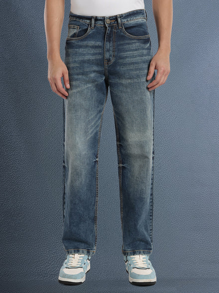 Voltedge Men Premium High Stretch Straight Fit Dark Indigo Cotton Stretch Denim Jeans