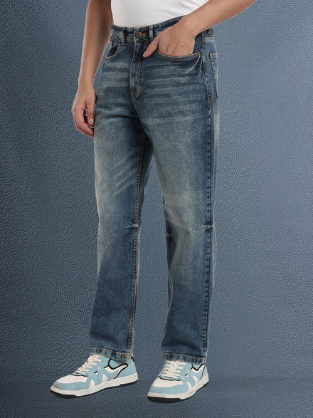 Voltedge Men Premium High Stretch Straight Fit Dark Indigo Cotton Stretch Denim Jeans