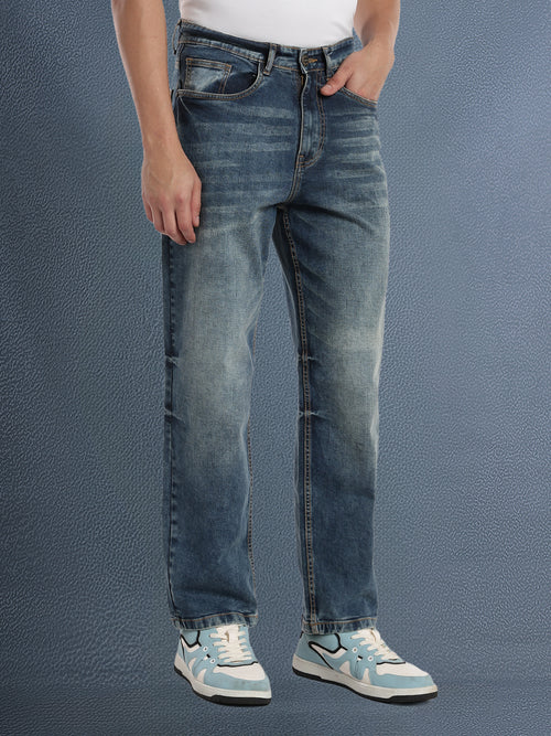 Voltedge Men Premium High Stretch Relaxed Fit Dark Indigo Cotton Stretch Denim Jeans
