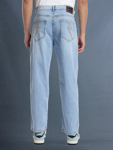 Voltedge Men Premium High Stretch Straight Fit Ice Indigo Cotton Stretch Denim Jeans