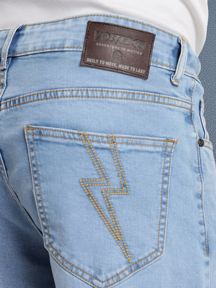 Voltedge Men Premium High Stretch Straight Fit Ice Indigo Cotton Stretch Denim Jeans