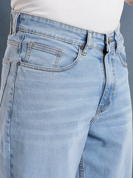 Voltedge Men Premium High Stretch Straight Fit Ice Indigo Cotton Stretch Denim Jeans