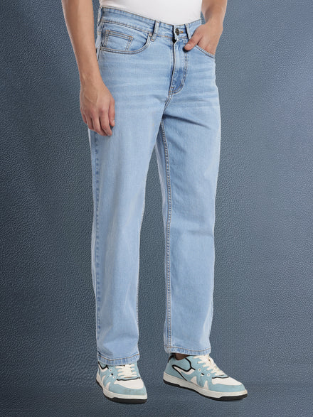 Voltedge Men Premium High Stretch Straight Fit Ice Indigo Cotton Stretch Denim Jeans