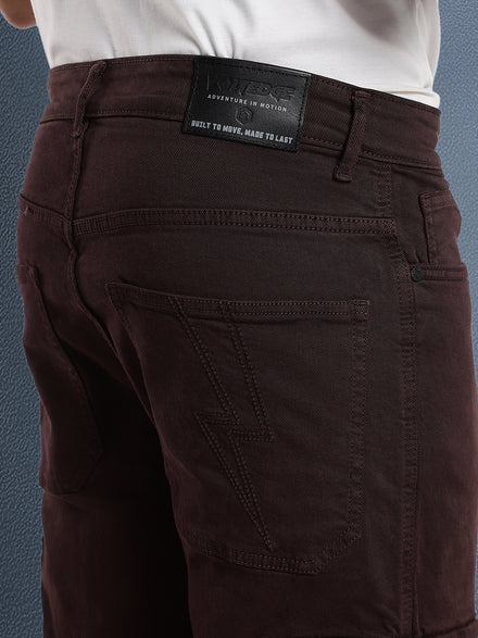 Voltedge Men Premium High Stretch Relaxed Fit Choco Brown Cargo Denim Jeans