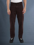 Voltedge Men Premium High Stretch Relaxed Fit Choco Brown Cargo Denim Jeans