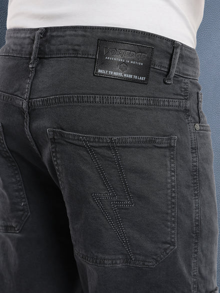Voltedge Men Premium High Stretch Relaxed Fit Dark Grey Cargo Denim Jeans