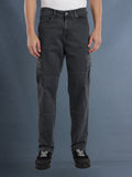 Voltedge Men Premium High Stretch Relaxed Fit Dark Grey Cargo Denim Jeans