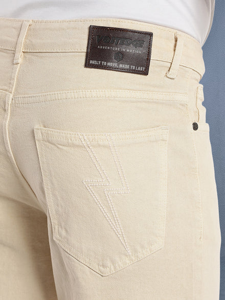 Voltedge Men Premium High Stretch Straight Fit Ecru Denim Jeans