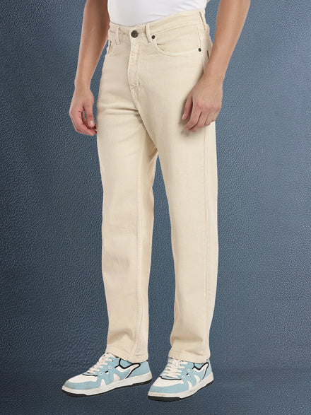 Voltedge Men Premium High Stretch Straight Fit Ecru Denim Jeans