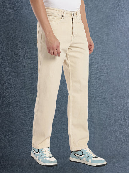 Voltedge Men Premium High Stretch Straight Fit Ecru Denim Jeans
