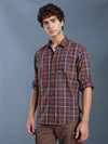 Men Relax fit Brown Checked Campus Casual Shirt