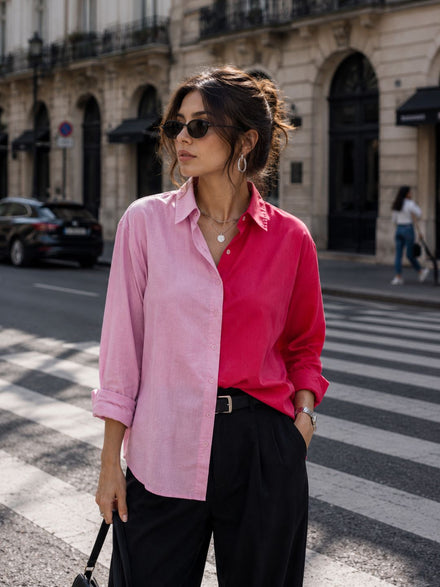 Women Oversize Fusion Lavender Pink Cotton Casual shirt