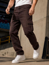 Voltedge Men Premium High Stretch Straight Fit Choco Brown Cargo Denim Jeans