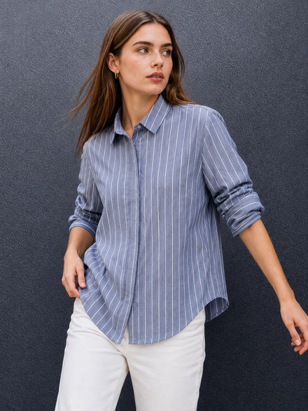Voltedge Women Premium Cotton Striped Relaxed Fit Casual Shirt
