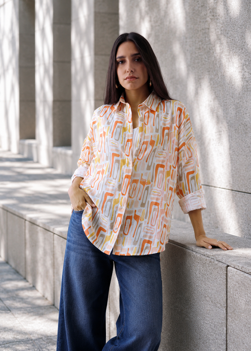 Women Oversize Multi Printed Cotton Casual shirt